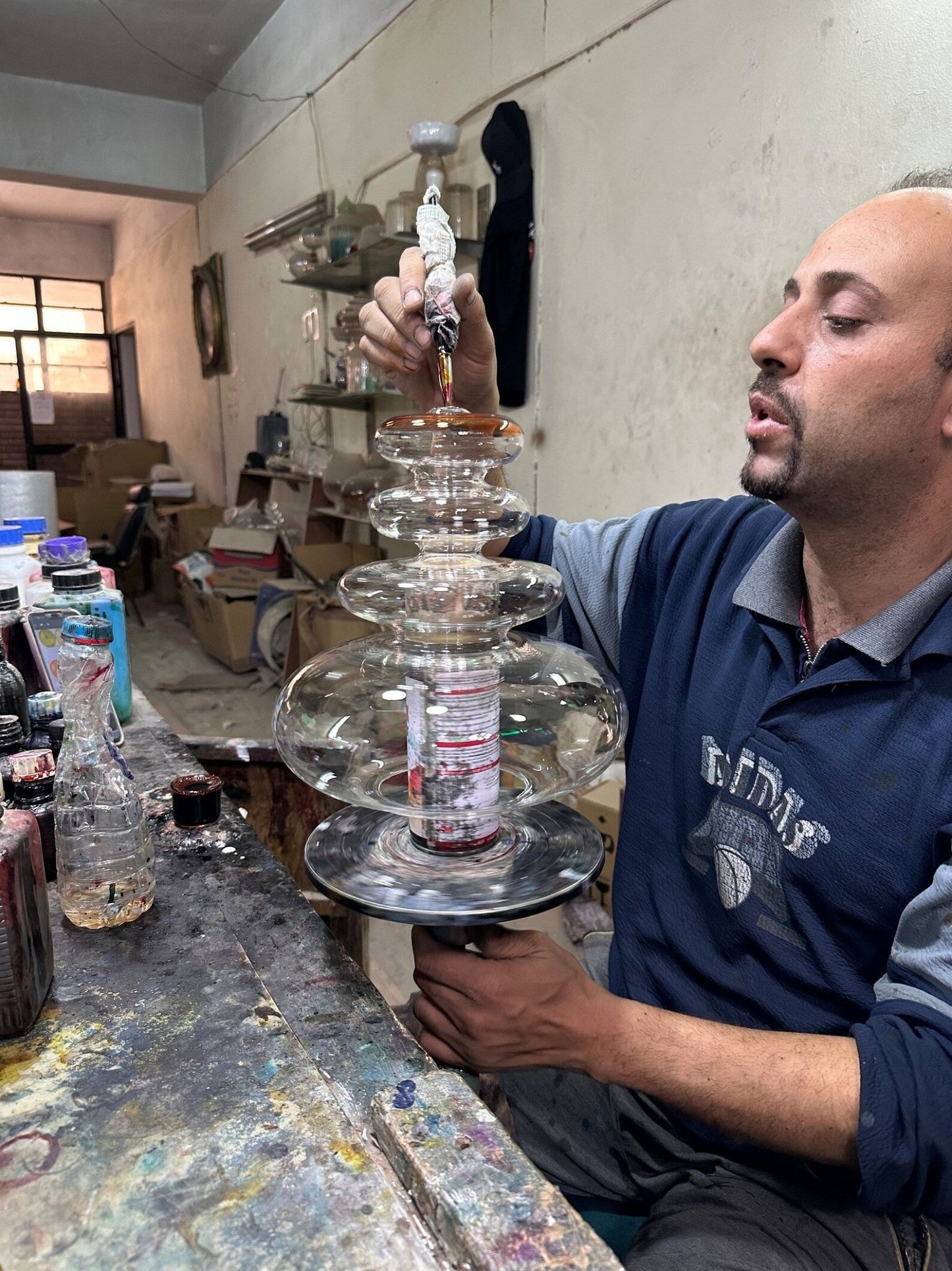 Custom Blown Glass Pendant- Les Trois Pyramides