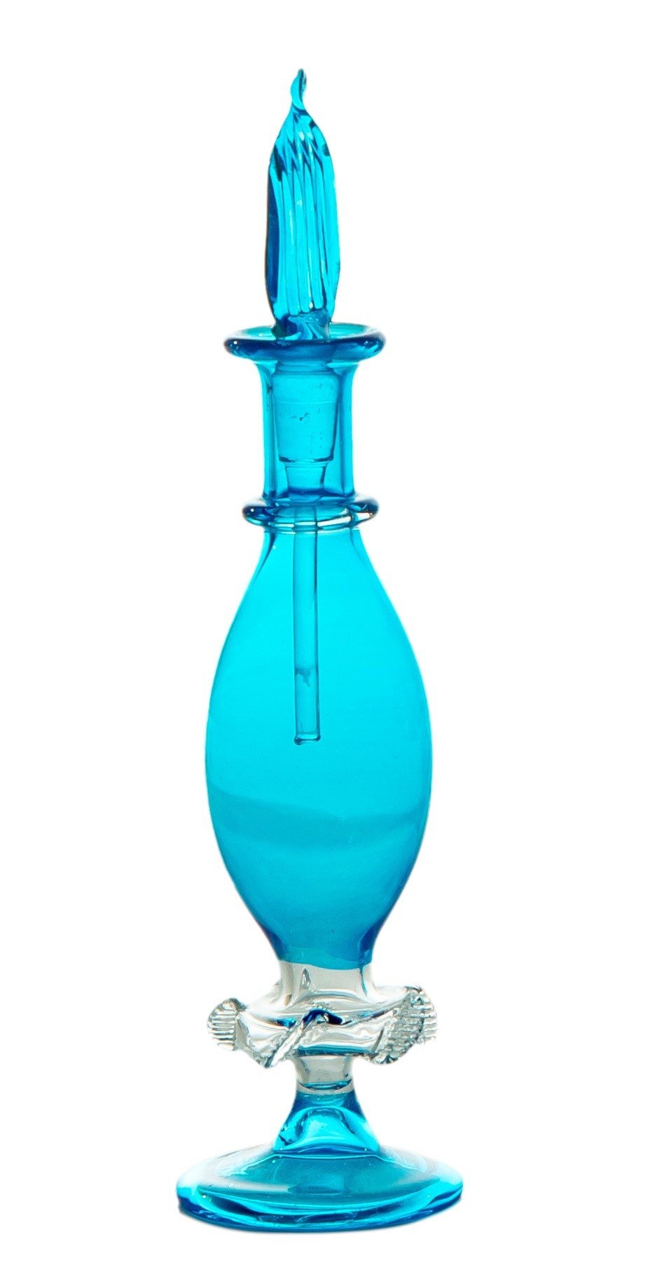 Handblown Blue Glass Bottles - Handmade Decorative Glass Ornaments for Home Display and Decor - Les Trois Pyramides 