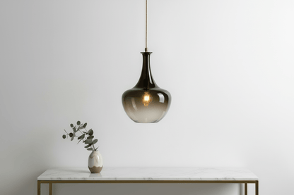 Set of 3 Handmade Gradient Glass Pendant Lights — Amber, Smoke & Turquoise