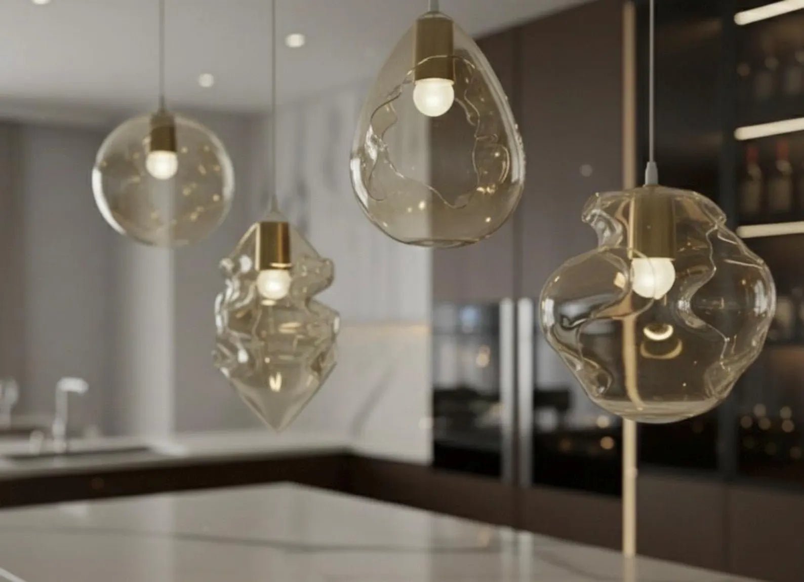 Set of 4 Seashell Modern Pendants Lights - Les Trois Pyramides 