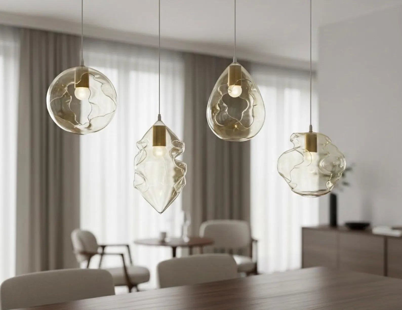Set of 4 Seashell Modern Pendants Lights - Les Trois Pyramides 