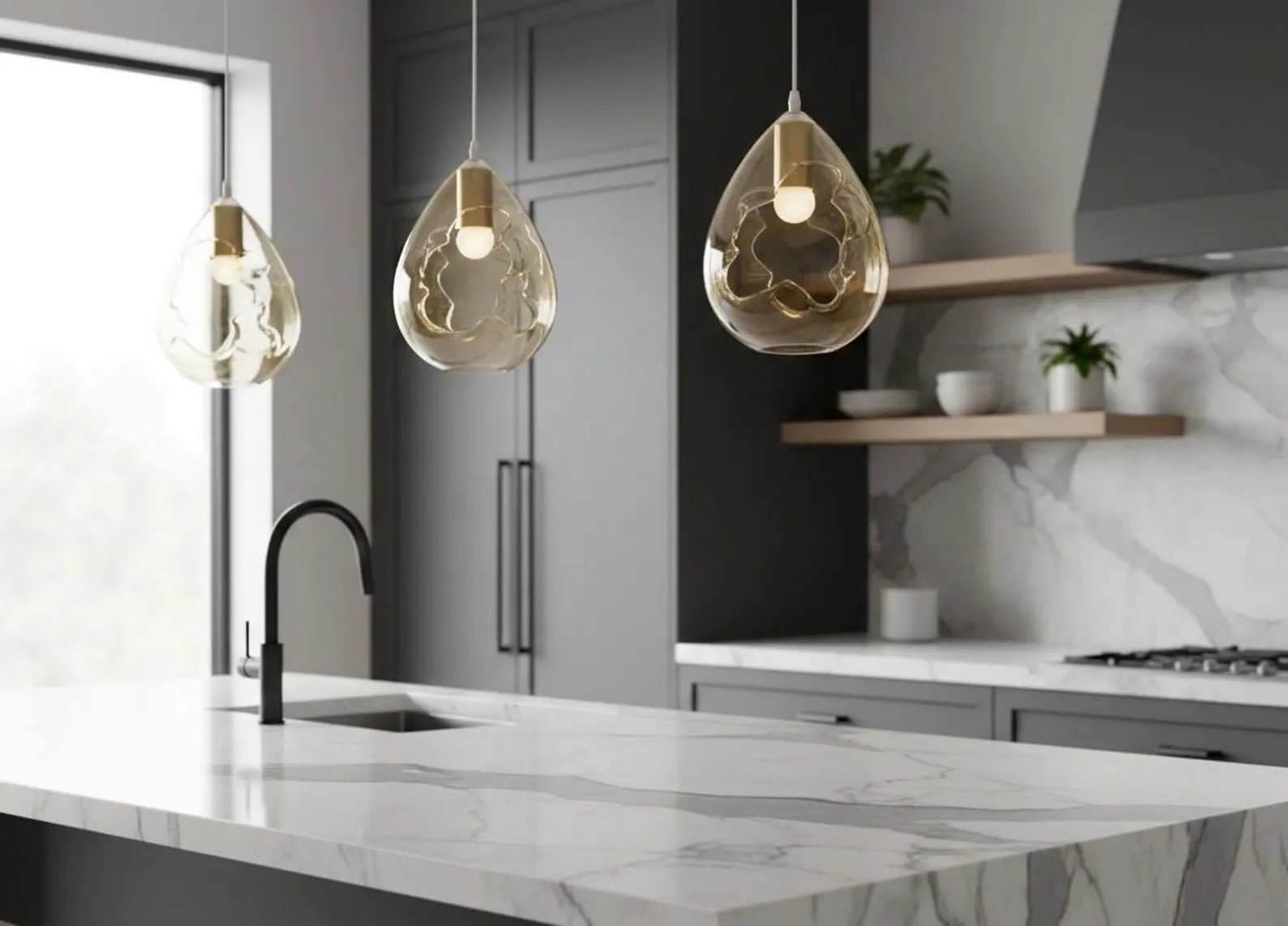 Set of 4 Seashell Modern Pendants Lights - Les Trois Pyramides 