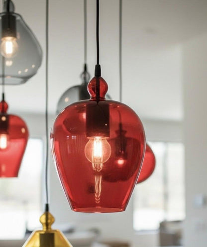 Set of 5 Handmade Fruity Shaped Handmade Multicolored Hanging Lamp for Dining Room Lights - Les Trois Pyramides