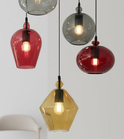 Set of 5 Fruity-Shaped Handmade Multicolored Pendant Lights