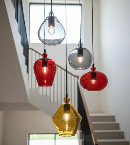 Set of 5 Handmade Fruity Shaped Handmade Multicolored Hanging Lamp for Dining Room Lights - Les Trois Pyramides