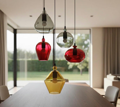 Set of 5 Handmade Fruity Shaped Handmade Multicolored Hanging Lamp for Dining Room Lights - Les Trois Pyramides