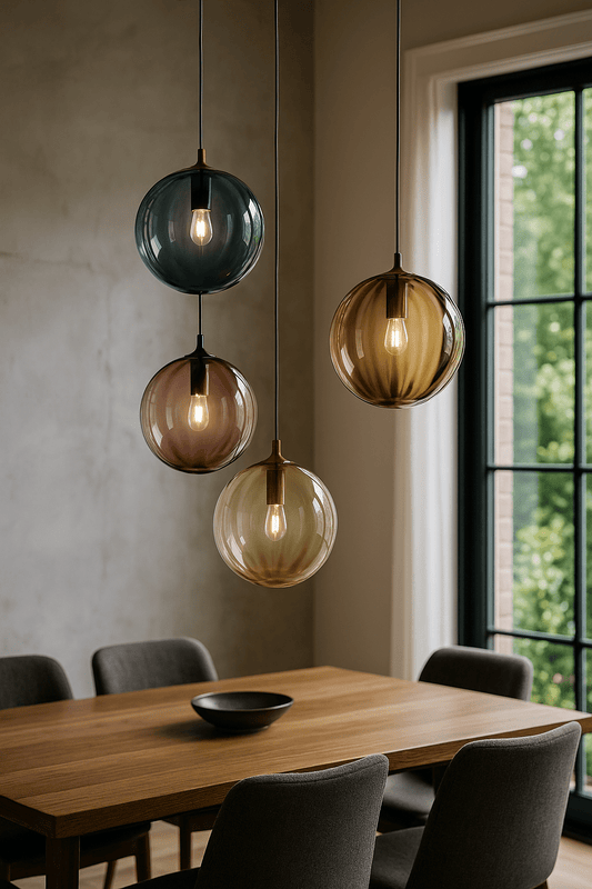 Set of Four Blown Glass Pendant Lights for Kitchen Island - Les Trois Pyramides