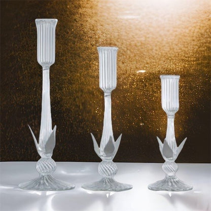 Set of Three Beautiful Vintage Unique Candle Stick Holder , Handmade Gift Glass Candle Holder , Romantic Candle , Candle Stick Holder - Les Trois Pyramides