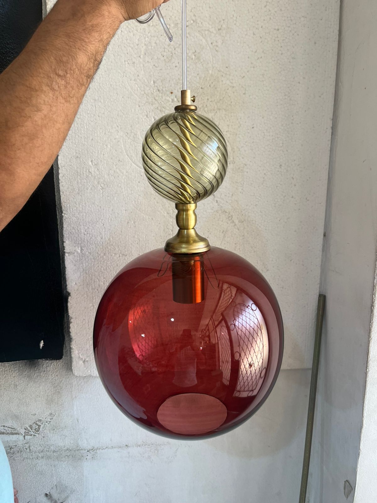 Set of Three Pendant Lights with Copper Separations - Les Trois Pyramides