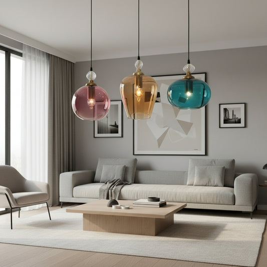 Set of three blown glass light pendants in Custom colors - Les Trois Pyramides