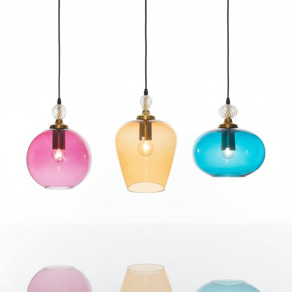 Set of Three Blown Glass Light Pendants – Custom Colors for Kitchen or Home