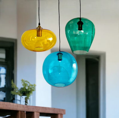 Set of Three Blown Glass Light Pendants for Living Room Decor, Multicolored Ceiling Lights, Lights Pendants for Home Decor, Modern Decor - Les Trois Pyramides