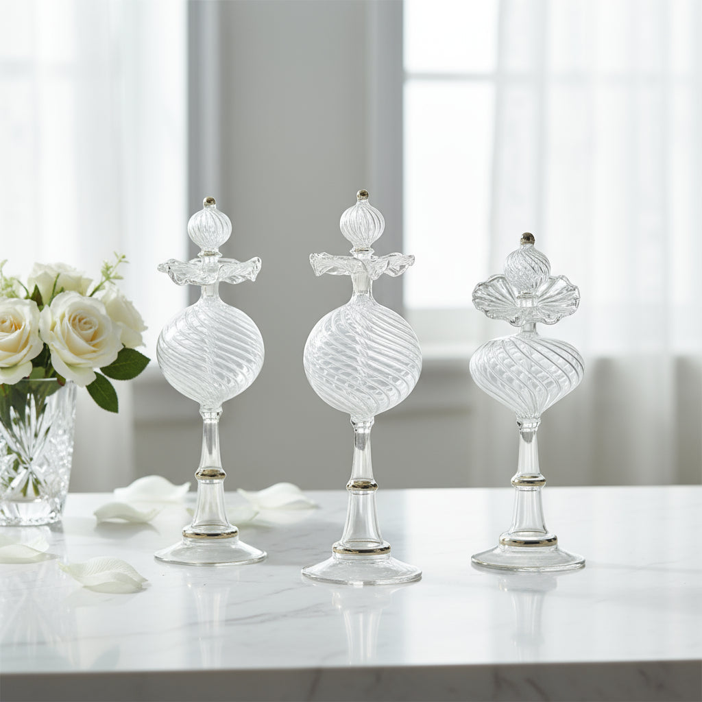 Pyramid Glassware Hand Blown Glassware Decorative Bottles | Les Trois Pyramides
