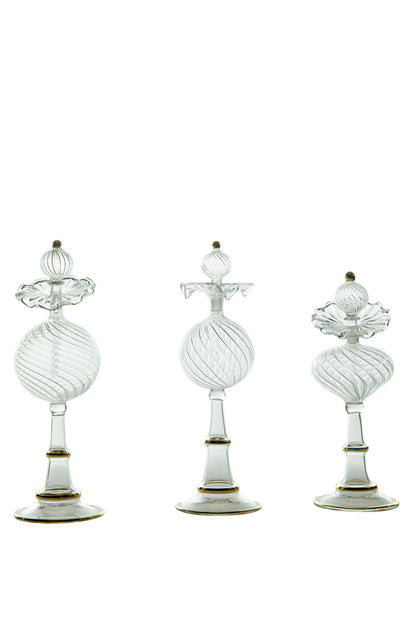 Set of Three Hand Blown Glassware Decorative Bottles - Les Trois Pyramides