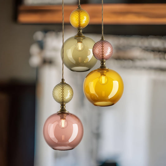 Set of Three Pendant Lights with Copper Separations - Les Trois Pyramides