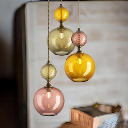 Set of Three Pendant Lights with Copper Separations - Les Trois Pyramides