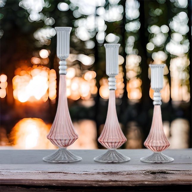 Set of Three Vintage Unique Candle Stick Holder - Les Trois Pyramides