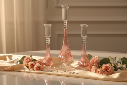 Set of Three Vintage Unique Candle Stick Holder - Les Trois Pyramides