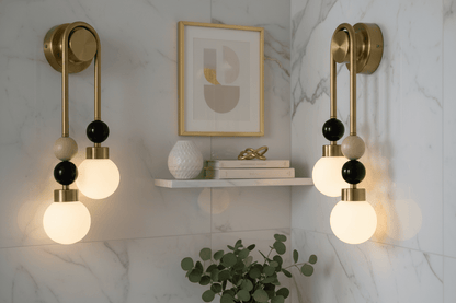 set of two double-wall-light-bathroom-mirror-brass-onyx
