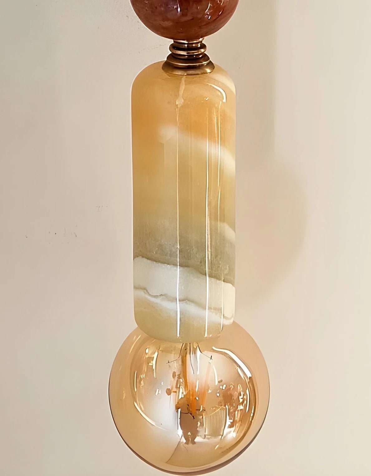 Handmade Brass finish sconce lighting with Marble Gemstones by Les Trois Pyramides