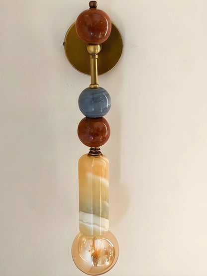 Handmade Brass finish sconce lighting with Marble Gemstones by Les Trois Pyramides