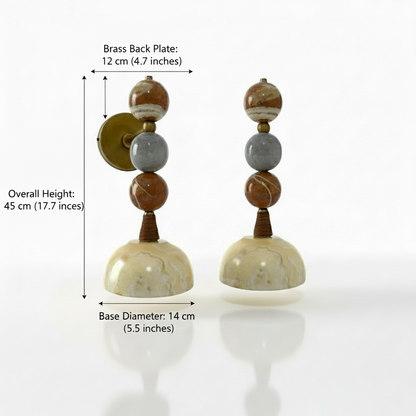 Set of Two Handmade Marble Wall Sconces - Brass & Natural Stone Wall Light