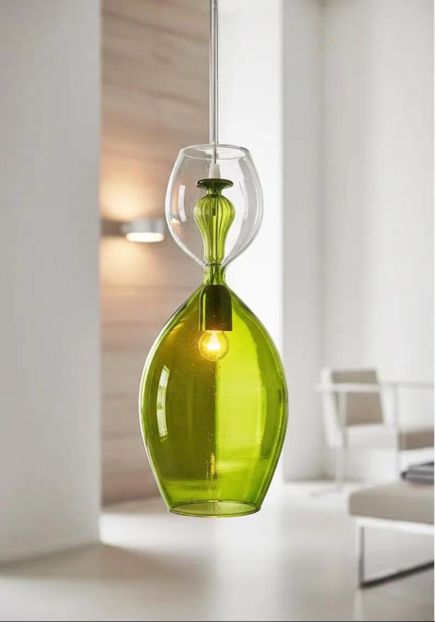 Set of Three Glass pendant lights - blown glass pendant - Les Trois Pyramides