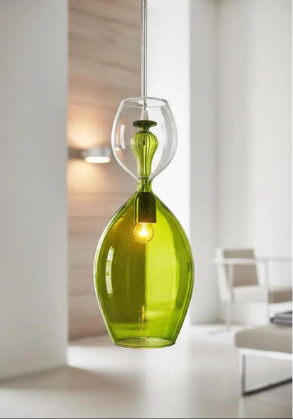 Set of Three Glass pendant lights - blown glass pendant - Les Trois Pyramides