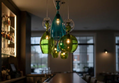 Set of Three Glass pendant lights - blown glass pendant - Les Trois Pyramides