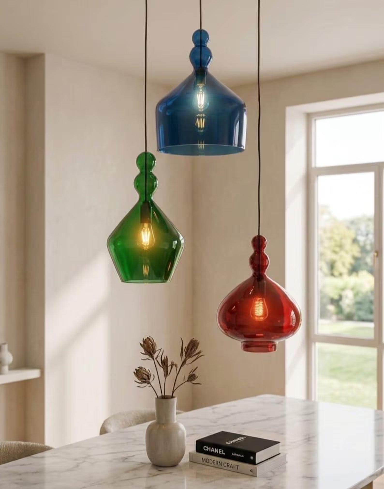 Modern Multicolored Handmade Deco Light Fixtureg Lights - Les Trois Pyramides 