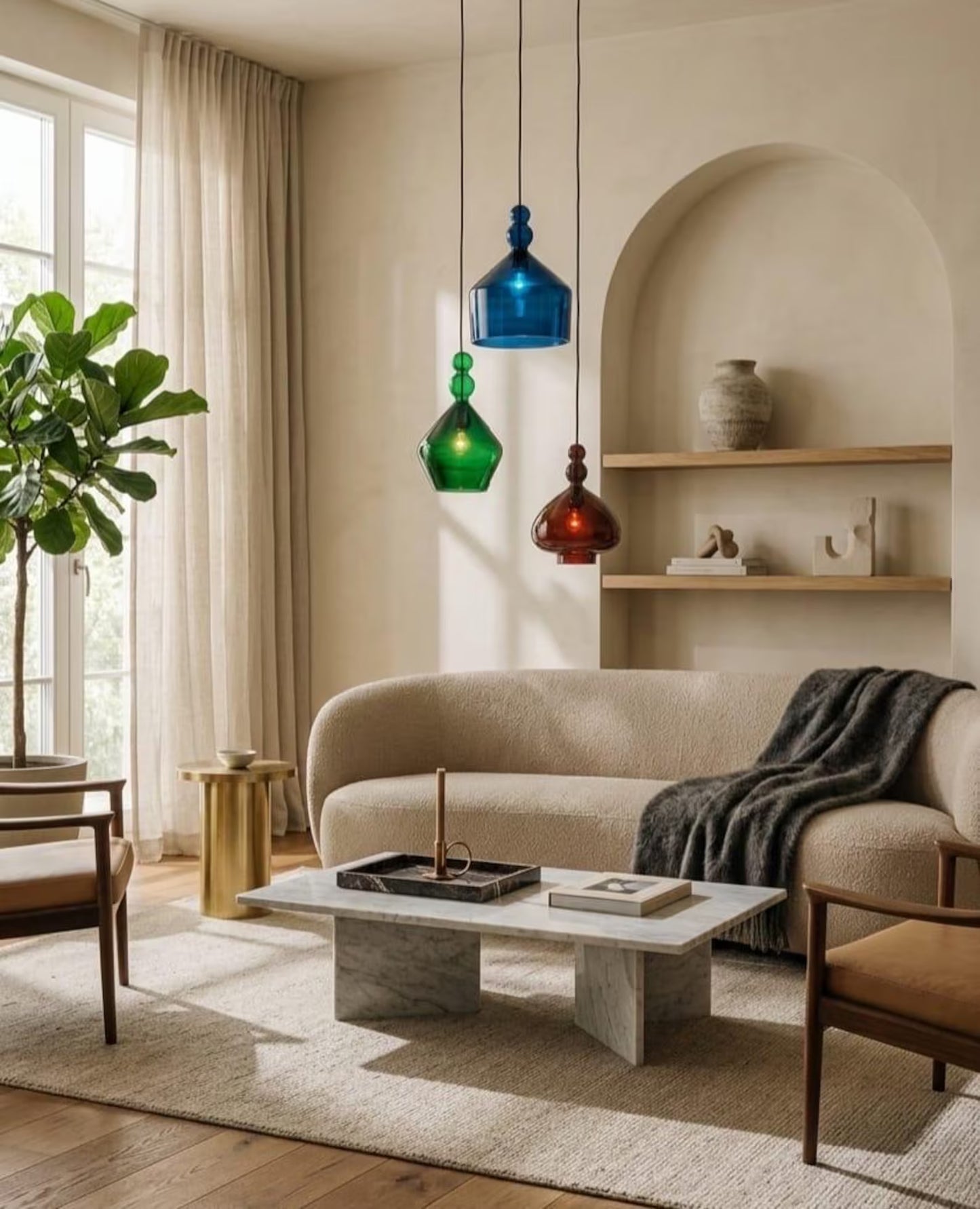 Modern Multicolored Handmade Deco Light Fixtureg Lights - Les Trois Pyramides 