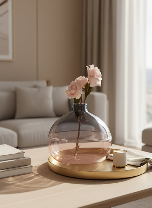 Shaded Grey and Pink Art Deco Vase - Les Trois Pyramides