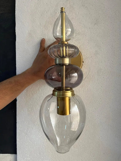 Smoked Glass Wall Sconce – Bathroom Vanity Lighting, Bedside Wall Lamp Installation, Modern Indoor Wall Light – Mid Century Modern Lighting | Les Trois Pyramides