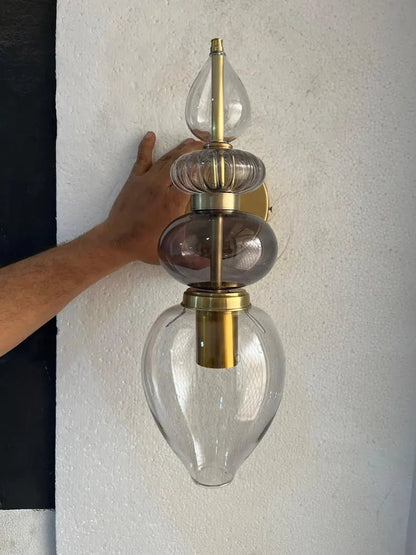 Smoked Glass Wall Sconce – Bathroom Vanity Lighting, Bedside Wall Lamp Installation, Modern Indoor Wall Light – Mid Century Modern Lighting | Les Trois Pyramides