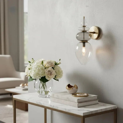 Smoked Glass Wall Sconce – Bathroom Vanity Lighting, Bedside Wall Lamp Installation, Modern Indoor Wall Light – Mid Century Modern Lighting | Les Trois Pyramides