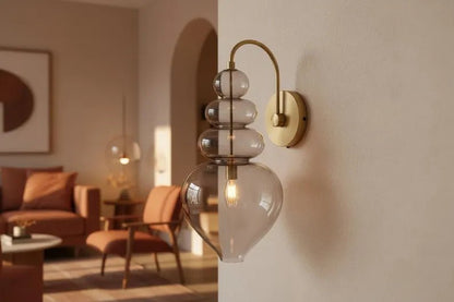 Smoked Glass Wall Sconce – Bathroom Vanity Lighting, Bedside Wall Lamp Installation, Modern Indoor Wall Light  Les Trois Pyramides