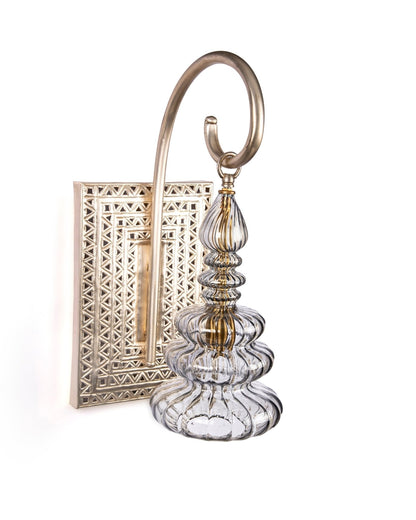 Smoked Grey Ribbed Glass Sconce light fixture for home decor
