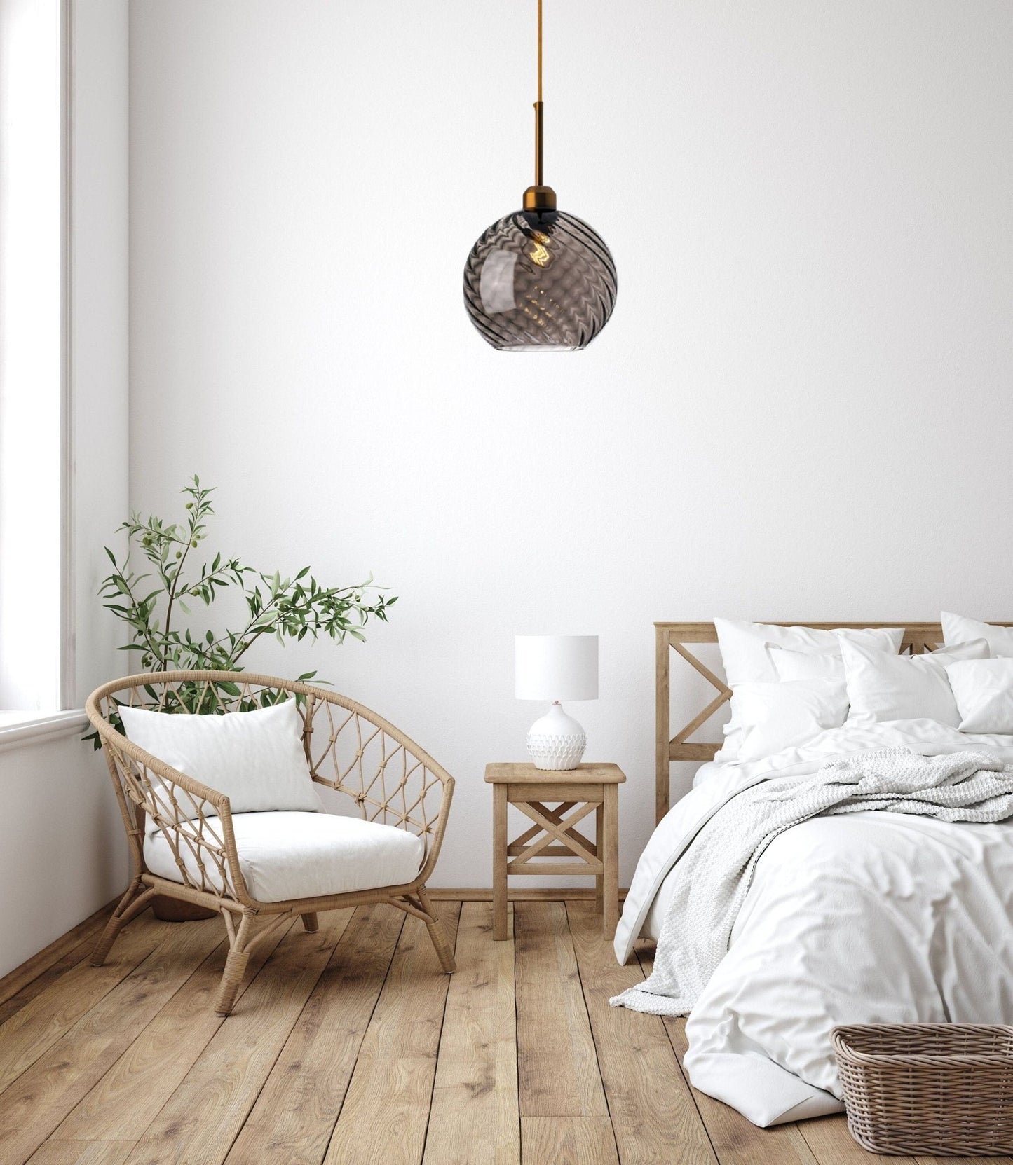 Smokey Gray Glass Pendant Light - Les Trois Pyramides