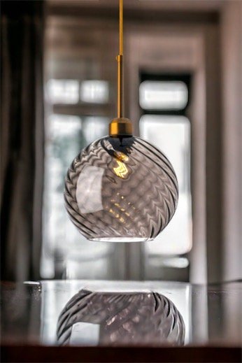 Smokey Gray Glass Pendant Light - Les Trois Pyramides