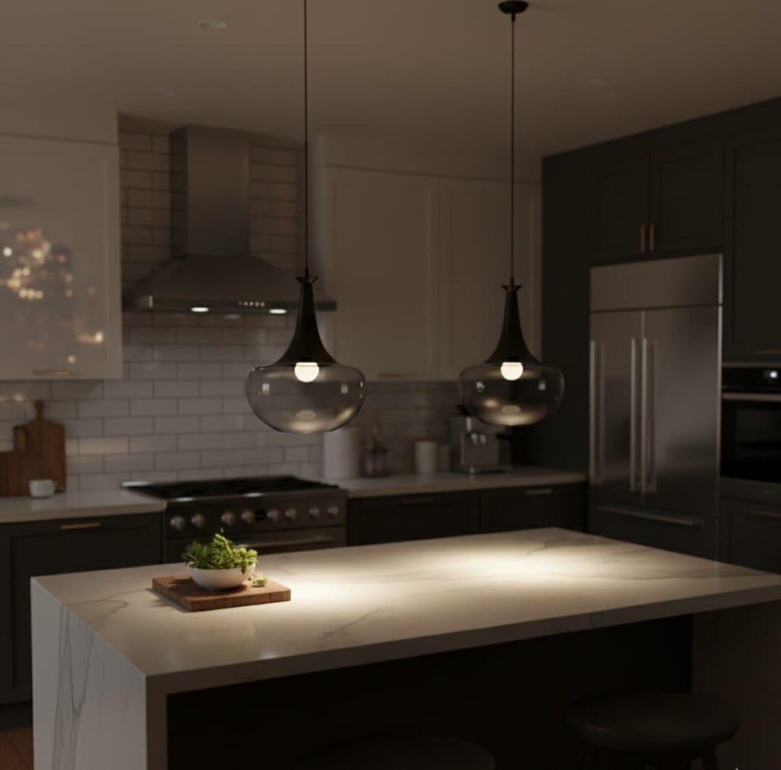 Smoky Glass Bottle Pendant Light for kitchen – Hand-Blown Modern Glass Lighting
| Les Trois Pyramides.