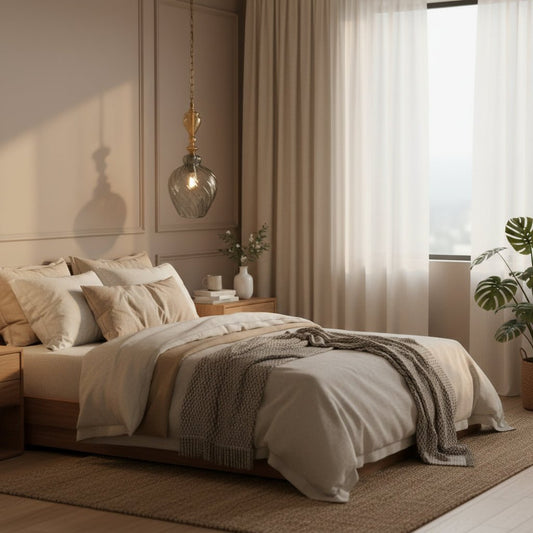 Smoky Twisted Glass Pendant Light with Soft Gold Ribbed Stem - Artisanal Lighting