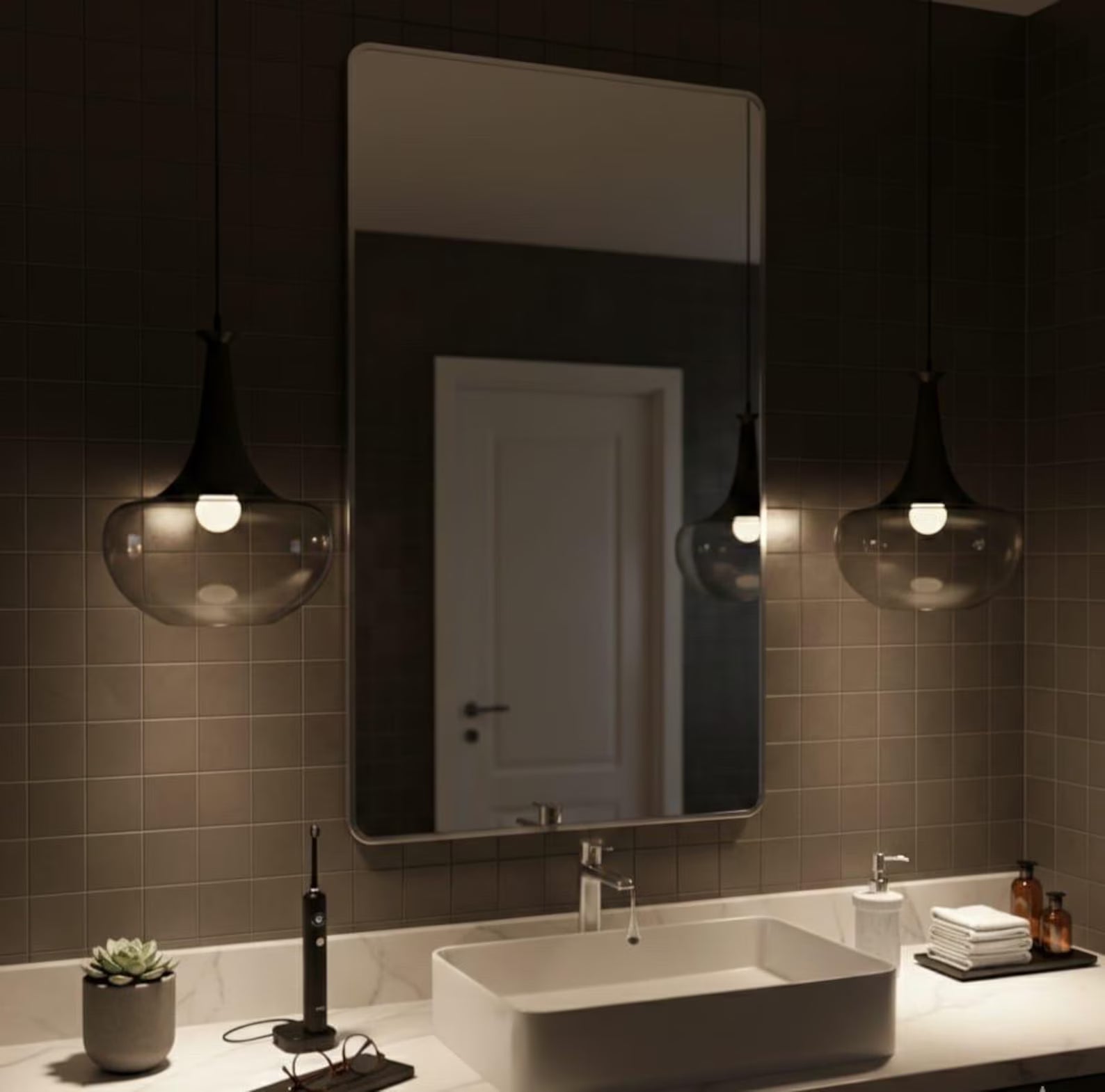Smoky Glass Bottle Pendant Light for bathroom – Hand-Blown Modern Glass Lighting
| Les Trois Pyramides.