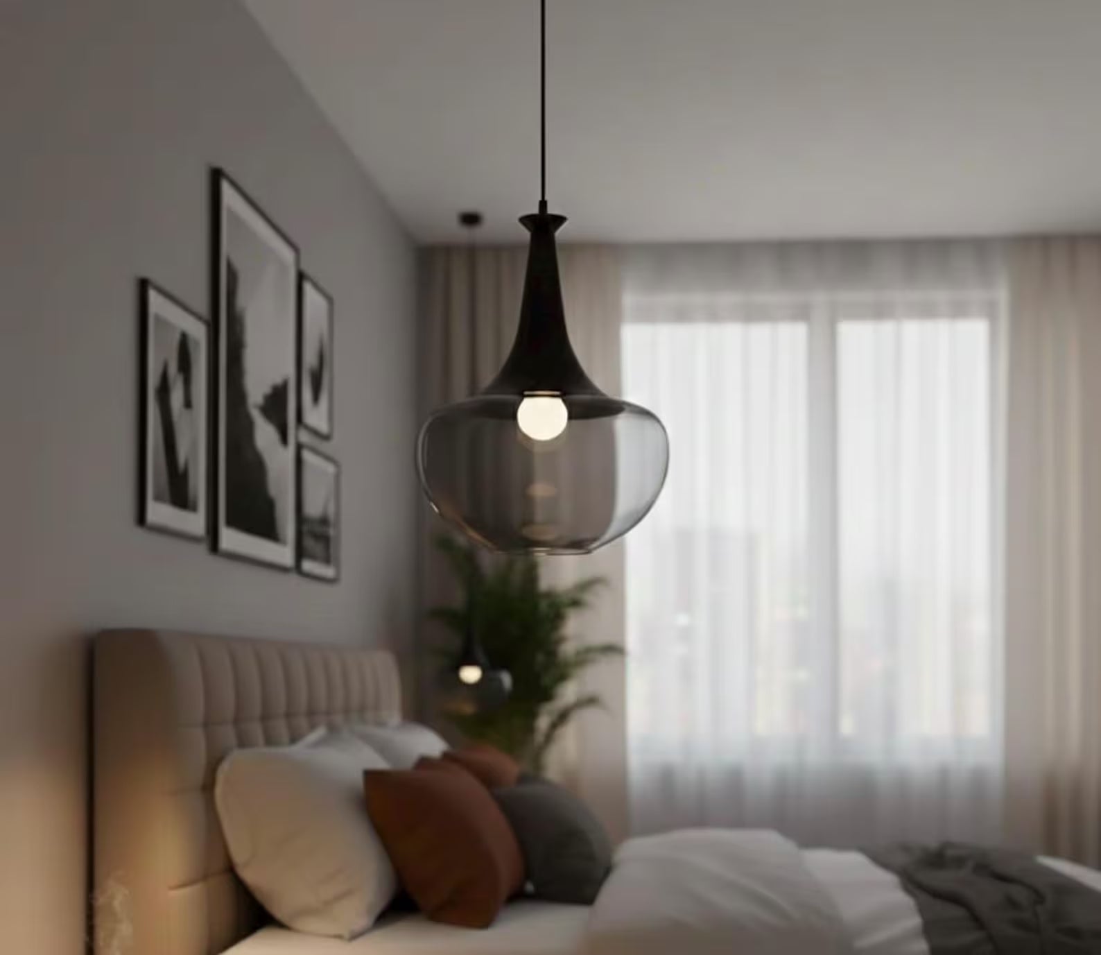 Smoky Glass Bottle Pendant Light for bedroom – Hand-Blown Modern Glass Lighting
| Les Trois Pyramides.