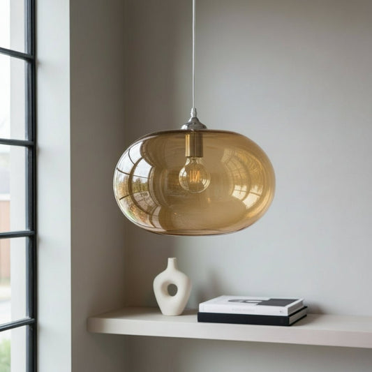 Soft Amber Glass Pendant Light – Handmade Lighting