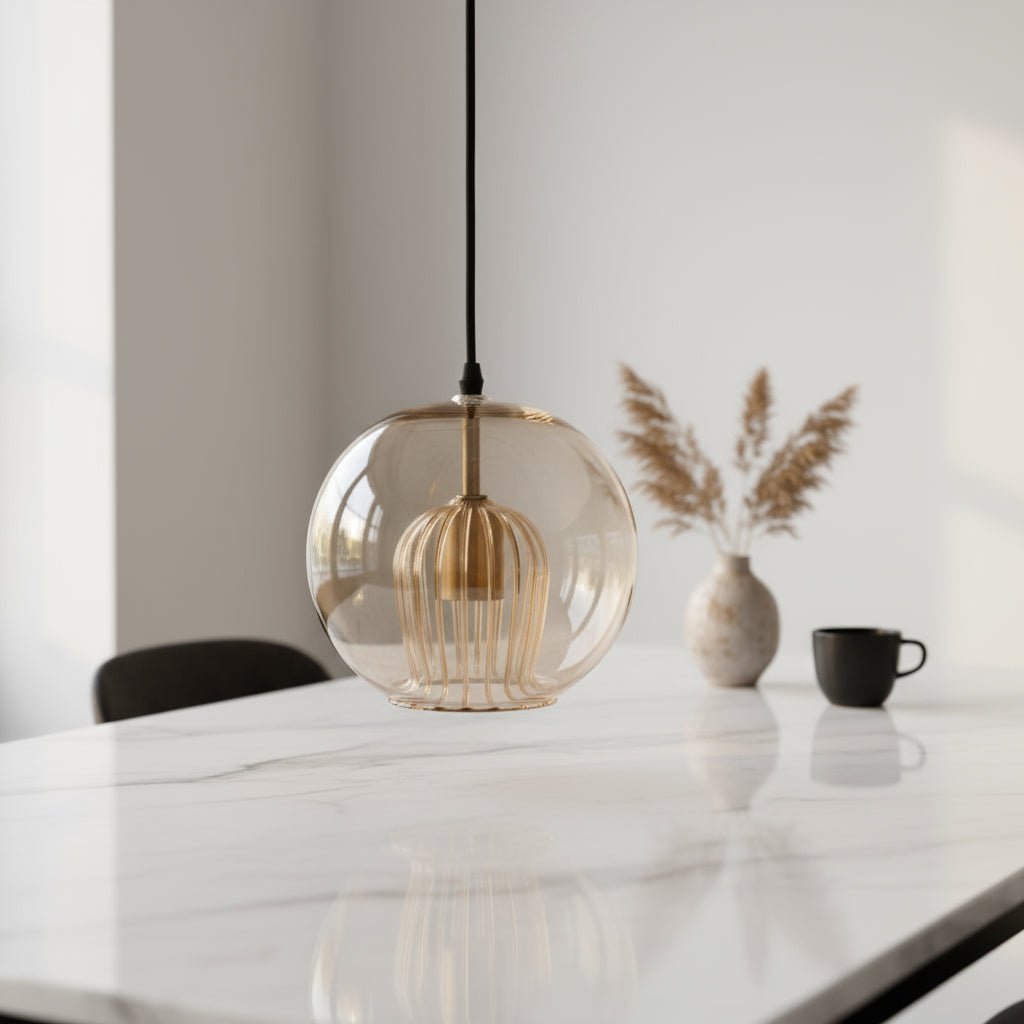 Soft Gold Blown glass light pendant for kitchen decor