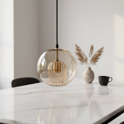 Soft Gold Blown glass light pendant for kitchen decor