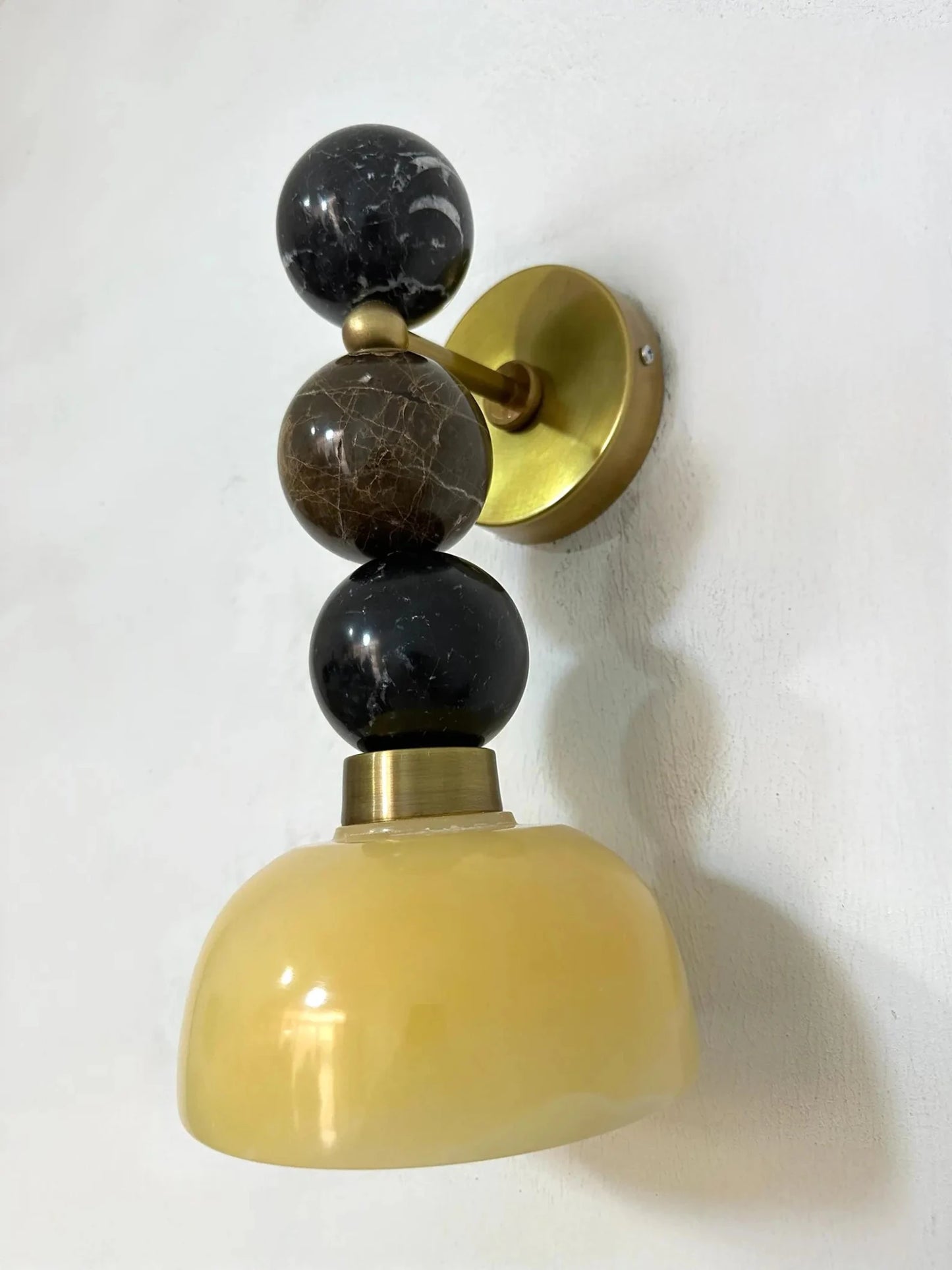 Handmade Solid Marble Wall Sconce – Brass Finish – Unique Art Deco Wall Light | Les Trois Pyramides