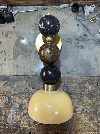 Handmade Solid Marble Wall Sconce – Brass Finish – Unique Art Deco Wall Light | Les Trois Pyramides
