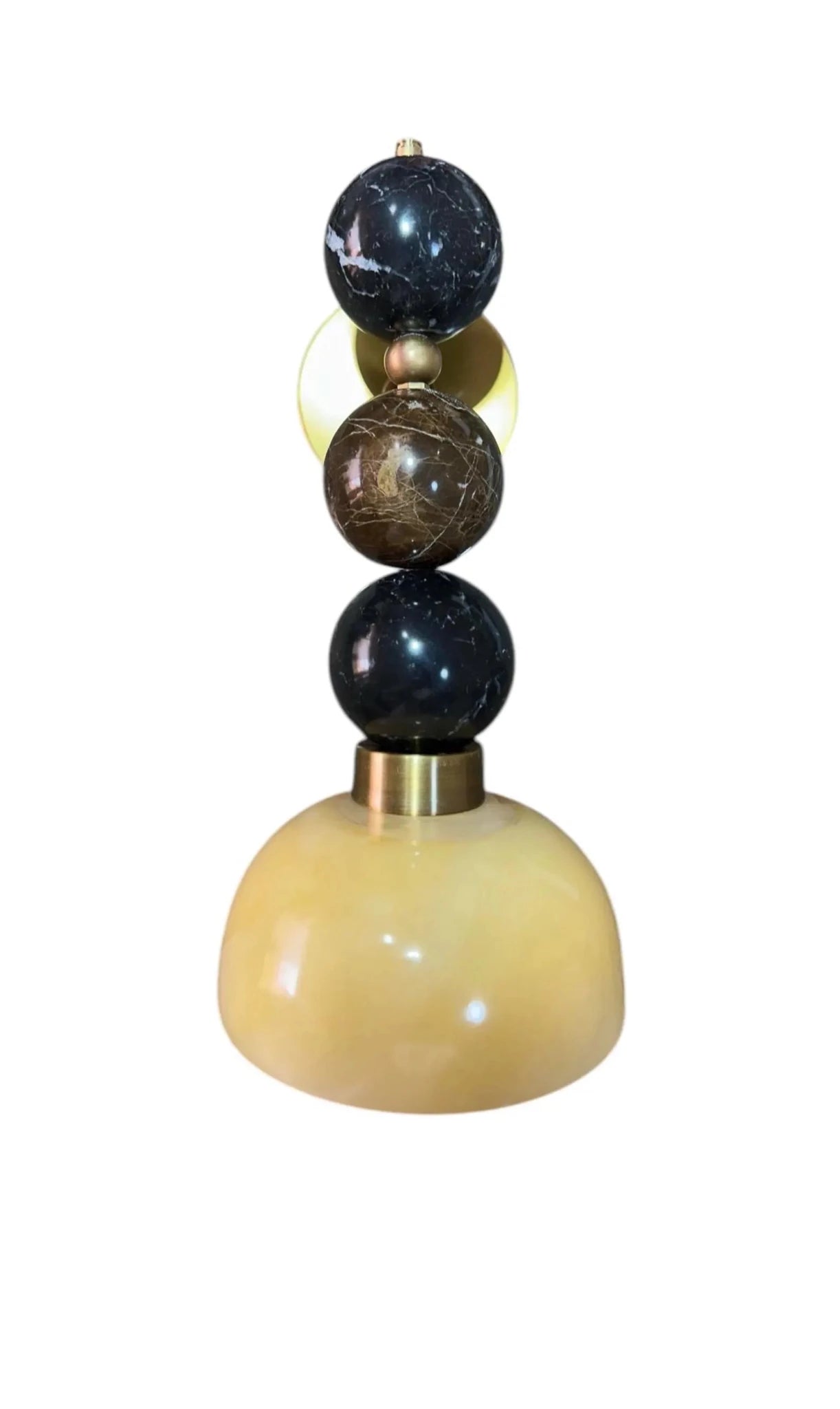 Handmade Solid Marble Wall Sconce – Brass Finish – Unique Art Deco Wall Light | Les Trois Pyramides