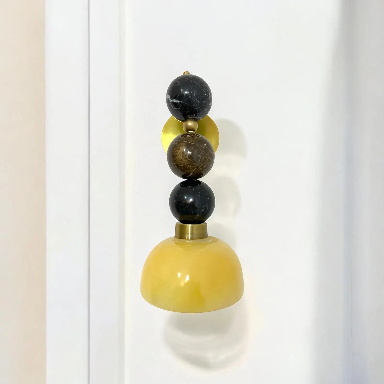 Handmade Solid Marble Wall Sconce – Brass Finish – Unique Art Deco Wall Light | Les Trois Pyramides